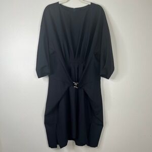 BGL Fashion Group Wool Blend Buckle Front Pleat Detail Black Dress Sz EU 42